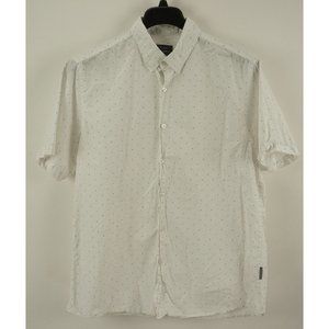 Peter Werth Men's‎ XL Short Sleeve White Micro Polka Dot Cotton Button Up Shirt